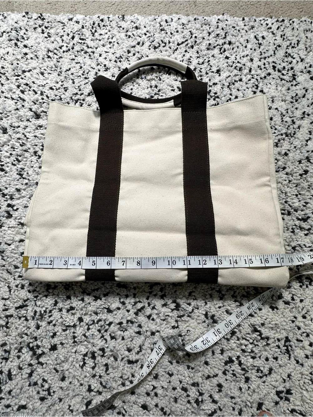 Canvas Beach Tote Cream/Brown - Picture 7 of 11